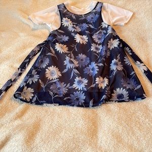 Dress, 4T, sheer overlay with blue and white flowers.